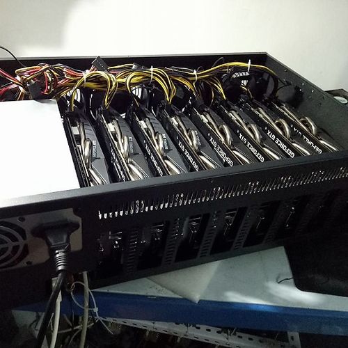 An illustration of a modern, energy-efficient mining rig designed for hosting in green facilities